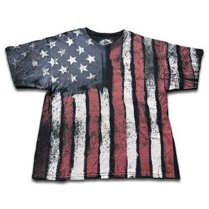 •DOM American USA Flag Star Stripes All Over Print Tee Shirt 2XL•